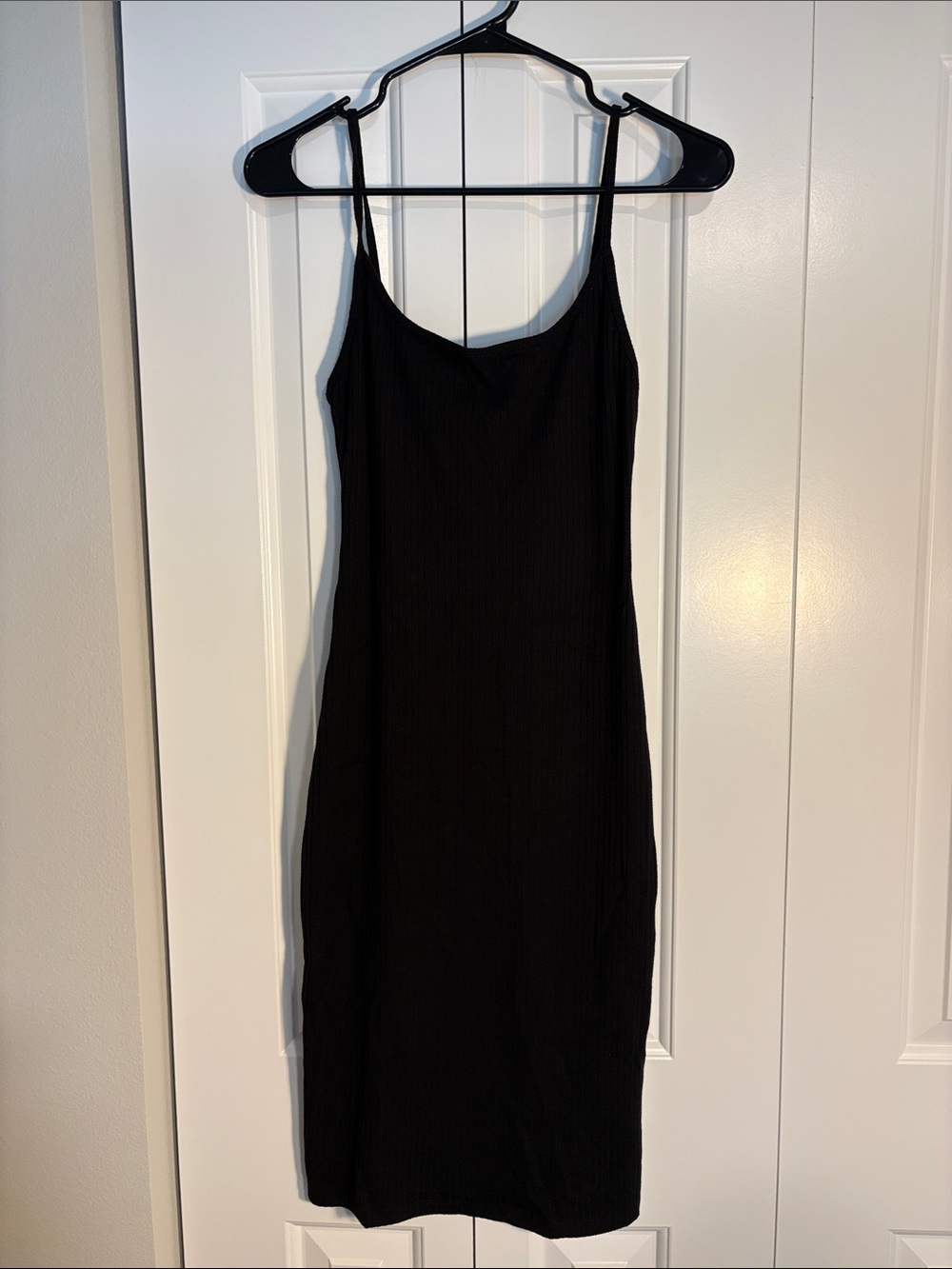 Forever 21 Black Ribbed Midi Slip Dress